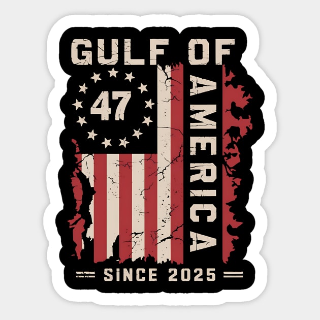 Gulf of USA America Funny Vintage USA Flag Sticker by ArtistTee ⭐⭐⭐⭐⭐